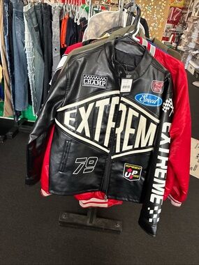 Copper Rivet NASCAR Auto Racing Jacket Black White Extreme Racing Fan Apparel M